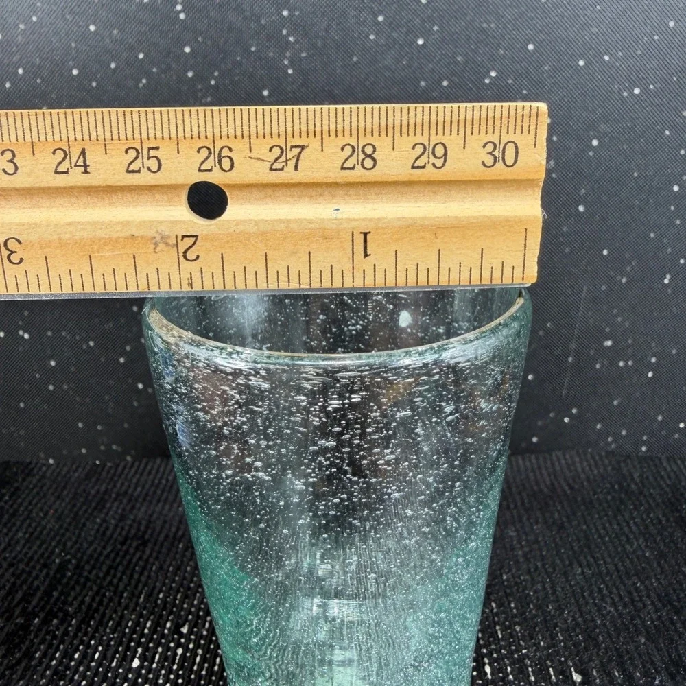 Pier 1 Seeded Bubble Glass Tumblers Aqua Light Green Set of 2 Shot Glasses VTG